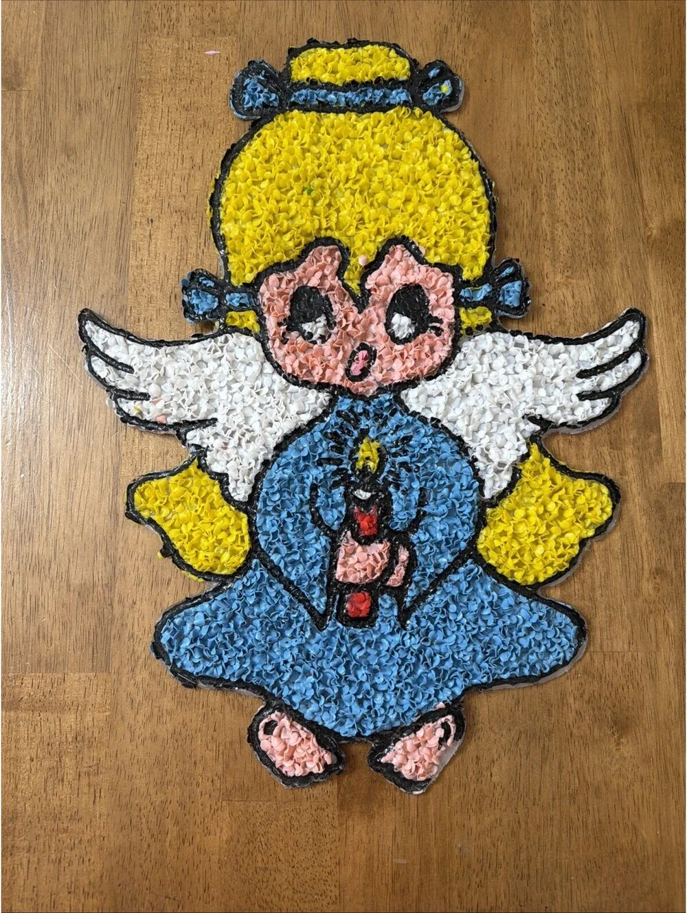 VTG Christmas Melted Plastic Popcorn Santa Angel Tree Frosty Snowman Decor 1970s